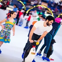 It is a popular spot to enjoy ice skating and other winter activities in the sunny city of Dubai.