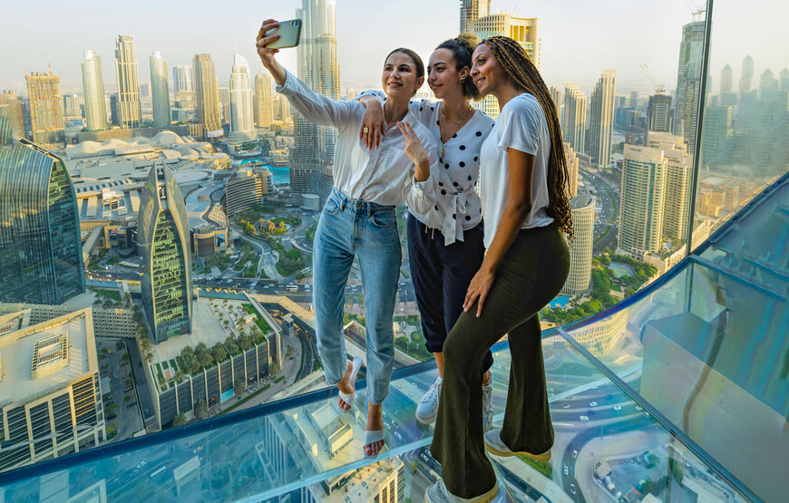 Sky view Dubai with glass slide off peak hours