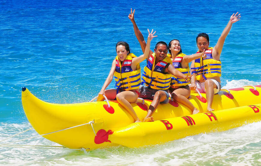 Take a thrilling ride on a Banana Boat in Dubai. Experience the excitement of gliding across the Arabian Gulf with friends and family.