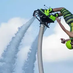 Person enjoying fly boarding experience in Dubai with Sougat Tours