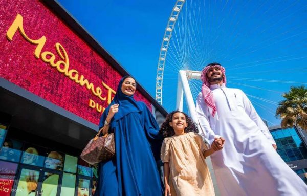 Madame Tussauds Dubai wax figure of Angelina Jolie posing on the red carpet