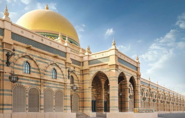 Interior view of Sharjah Museum of Islamic Civilization with displays of Islamic artifacts and artwork