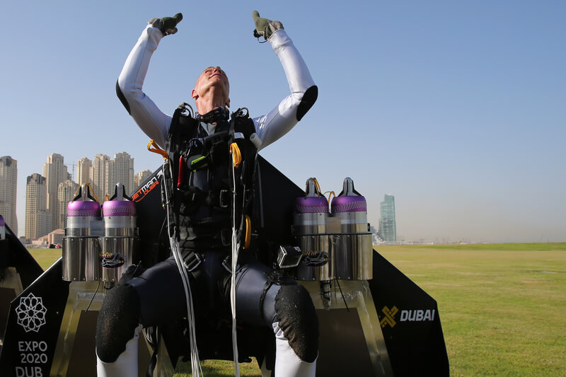 Former Swiss pilot Yves Rossy, known as Jetman, is the first person to fly a jet-fitted wing.