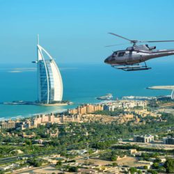 Iconic Helicopter Tour Dubai - Aerial view of Burj Khalifa, Palm Jumeirah, and Dubai skyline