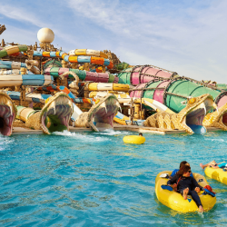 Family enjoying a water ride at Yas Waterworld Abu Dhabi